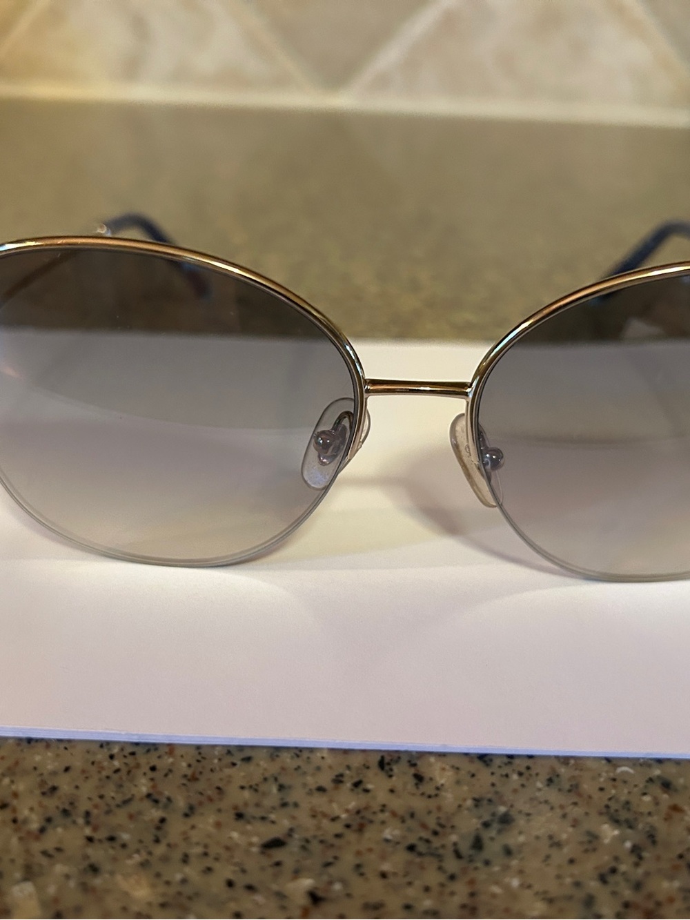 Tiffany! Gold Frame Women's Oval Sunglasses with Gray Gradient Lenses